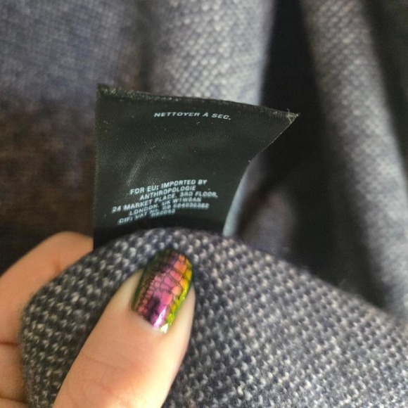 Field Flower Gray & Navy Gingham Wool Peacoat | XS (can fit S or M) - Picture 5 of 5